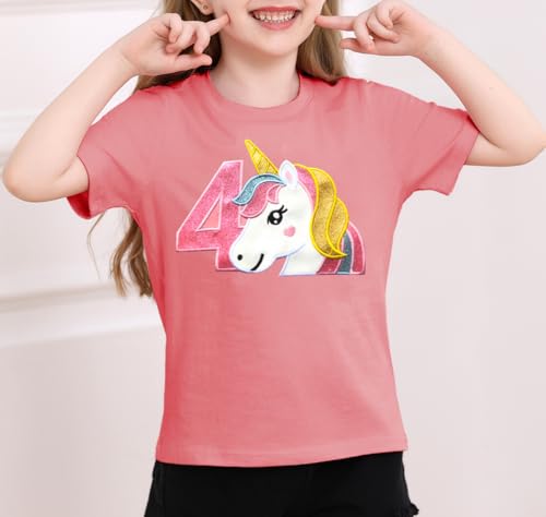 Image of Birthday Girl Shirt 3-5 Years Old Unicorn Mermaid Embroidery Toddler Girls Gift Cotton T-Shirts Tee for 3rd 4th 5th Birthday