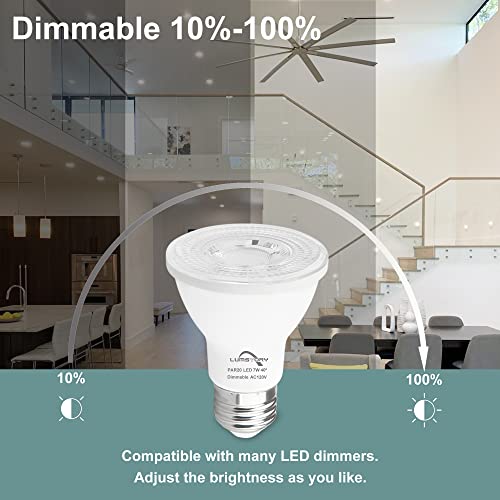 Image of LumStory 12 Pack PAR20 LED Bulbs 5000K Daylight White Dimmable 7W 600LM 50W 60W Halogen Equivalent E26 Spotlight Indoor Outdoor Flood Bulbs for Track Recessed Lighting