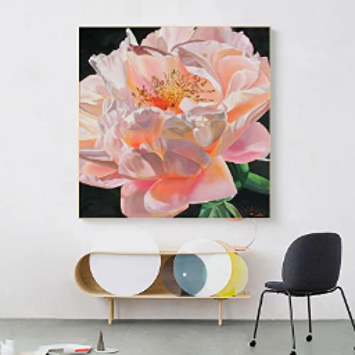 Toile art beauté coloré pivoine de 70x70cm sans cadre pour la décoration murale du salon