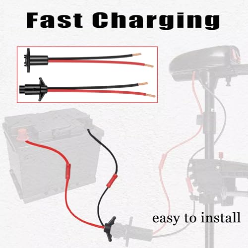 Trolling Motor Plug, 12V 8 Gauge 2 Wire Plug and Receptacle Compatible with Minn Kota Marine Boats Kayaks Male Female Connector Quick Connect Waterproof - Thumbnail 4