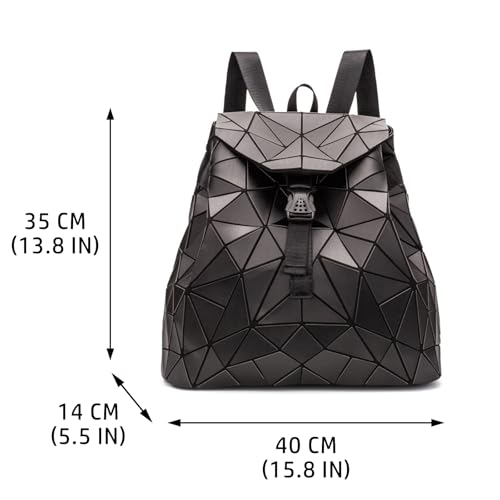 Ulalaza Geometric Backpack Holographic Reflective Backpacks Fashion Backpack2