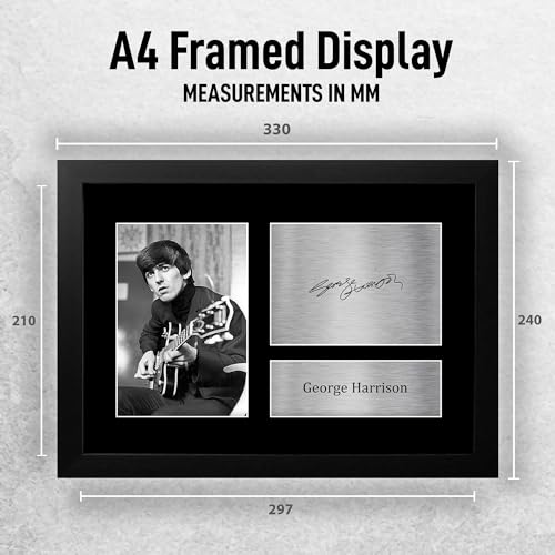 HWC Trading FR A4 George Harrison The Beatles Cadeaux Imprimé Signé Autographe Photo pour les fans de musique – A4 Encadré - Les Beatles, Paul McCartney, John Lennon, RIngo Starr, George Harrison HWC Trading FR A4 George Harrison The Beatles Cadeaux Imprimé Signé Autographe Photo pour les fans de musique - A4 Encadré – Image 3