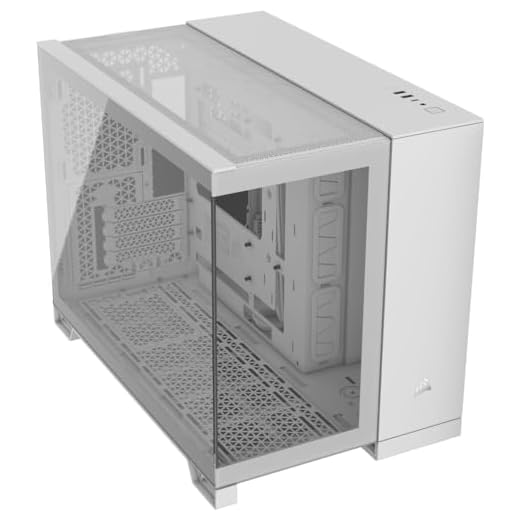 CORSAIR 2500X Small-Tower mATX Case per PC a Doppia Camera - Vetro Temperato Panoramico - Compatibile con Scheda Madre a Connessione Inversa - Nessuna Ventola Inclusa - Bianco