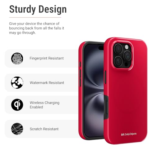 Image of DailyObjects Enamel Bumper MagSafe Case for iPhone 16 Pro Compatible with Mag-Safe Wireless Charging | Red Hybrid Magnetic Back Cover