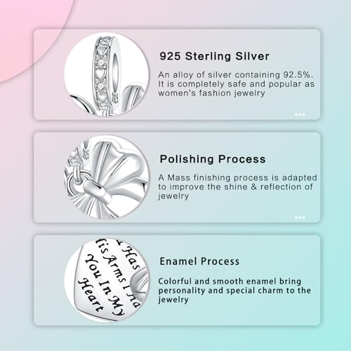 Image of LUXILLA Love You Best Friend Grandma Wife Heart Charm 925 Sterling Silver Charms Fit for Bracelets Necklace Jewelry Gift for Women