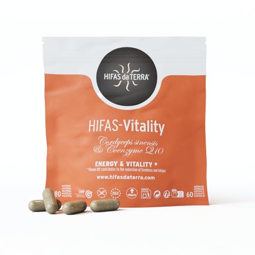 HIFAS DA TERRA - HIFAS-Vitality Extracto Puro de Cordyceps Sinensis, Ginseng y Coenzima Q10 - Reduce la Fatiga y el Cansancio - Refill 60 Cápsulas