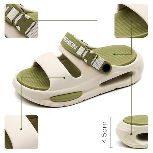 Image of Men's Slide Sandals Indoor and Outdoor, Casual Platform Slide Sandals for Men Spring Summer, Lightweight Comfortable Cushioned Open Toe Men's Slippers Shoes Green 9.5