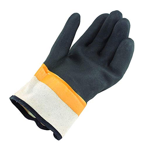 Galeton Viper XL Double Coated PVC Gloves Safety Cuff Black (Pack of 12) 12217,X-Large