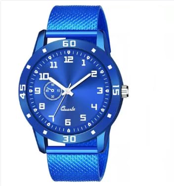 Blue Dial PU Strap Stylish Analog Watch for Men-GBLEE-PU-TIRANGA-Black_EE/DD ent._442
