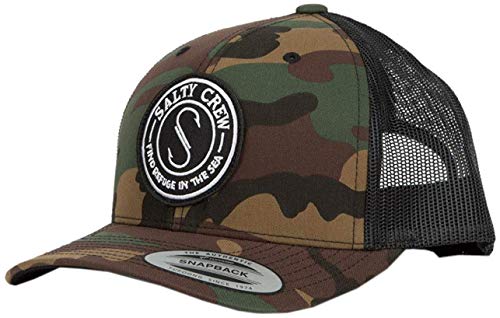 Image of Salty Crew Men's Emblem Logo Retro Trucker Hat - Unisex Adjustable Baseball Hat for Adults - Premium Cotton