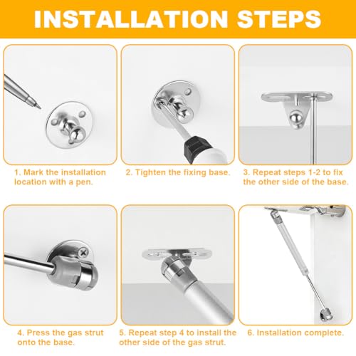 NUTKIT Gasdruckfeder Gasdruckdämpfer, 4 Stück 100 N Hydraulic Gasdruckfeder, Gasdruckfedern Soft Close Mit Schrauben＆Befestigungselementen, Möbel Dämpfer Stoßdämpfer Für DIY Schranktür Küchenmöbel