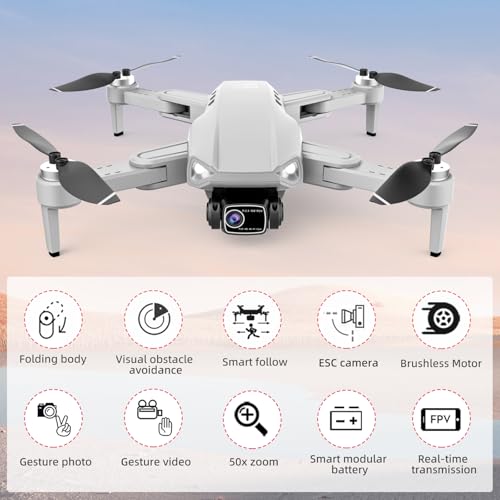 Image of AXNEN Professional GPS Drone with Dual 4K Camera, EIS, Brushless Motors, 3 Batteries, WiFi, Trajectory Flight, Adults