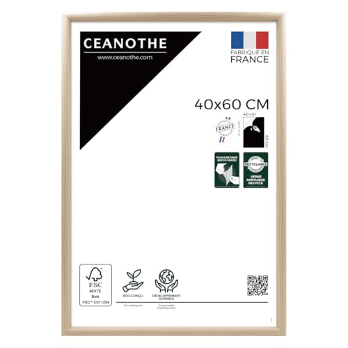 Ceanothe Cadre Photo 40x60 cm Bois Clair Naturel, Pour Exposition et Idéal pour Poster Photo Paysages et A3, Collection Essentiel Verre acrylique Incassable...
