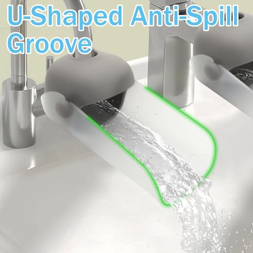 Image of 2Pcs Faucet Extender for Kitchen and Bathtub Sink, Sink Extender for Kids Boys Girls, Grey