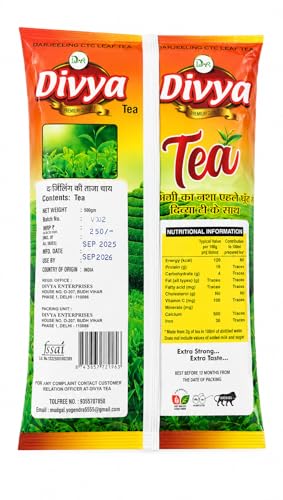 Image of DIVYA ENTERPRISES Premium Ctc Tea Leaves | Garden Fresh Darjeeling Blend Strong Black Aroma 500G Pack | Size 500Gram