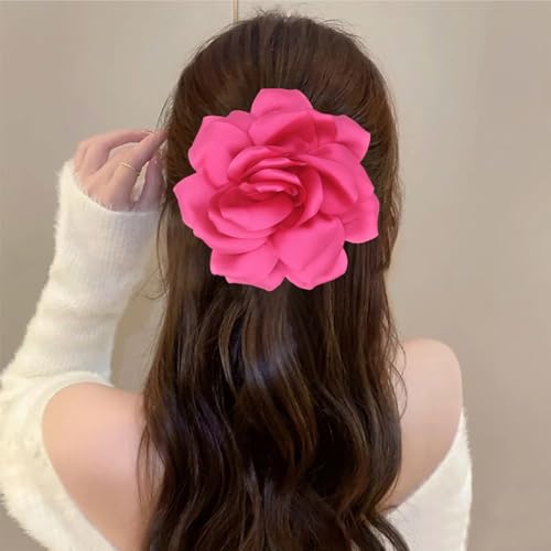 Image of Flower Brooch Pins for Women 5.5in Lapel Pins Large Rose Floral Brooches Dainty Satin Fabric Brooches Rose Flower Hair Clips Wedding Party Dance Clothes Accessories Jewelry