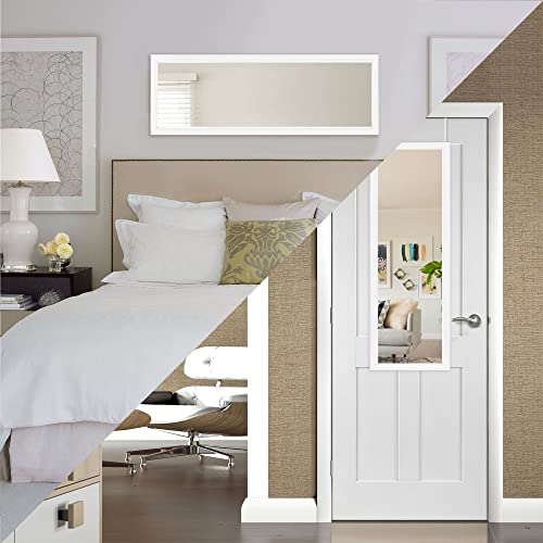 Miruo Over The Door Mirror Wall Mirror Dressing Make Up Full Length Hanging Door Mirror Polystyrene Frame For Bathroom, Bedroom, Living Room, Dorm And More(White, 43" X 16") #TOP2