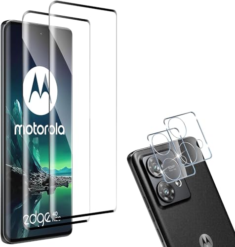 (2������)For motorola edge 40 neo �t�B���� 3D�J�[�u�t�B���� (2��) + �����Y�ی�t�B���� (2��) �����K���X�t�B���� �yHNWEIWEI�z �t���ی�t�B���� ����0.3mm 2.5D �d�x9H �S�ʕی� �ώw�� ������