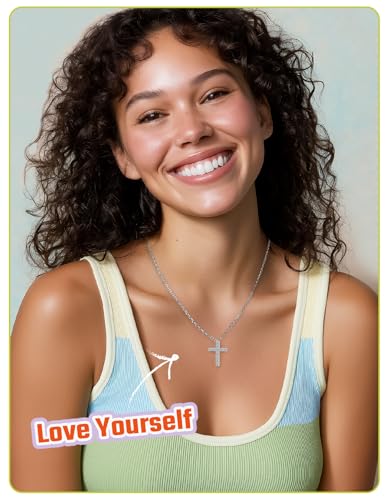 Cross Necklace for Women, 925 Sterling Silver 5A Cubic Zirconia Necklace for Women, Birthday Baptism Christian Gifts for Her Wife Girlfriend2