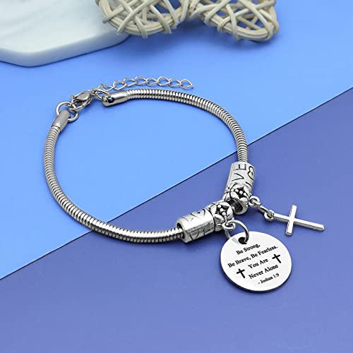 Image of DlaeKua Faith Bracelets for Women Bible Verse Jewelry Gifts Inspirational Religious Gifts Stainless Steel Bracelet Jewelry Joshua 1:9 Christian Prayer Gift Birthday Gift for Her