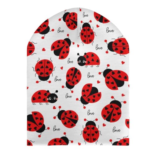 Ladybugs Pattern Kids Beanie Hat for for Girls Boys Children Cap Winter Knitted Chemo Cancer Headwear Accessories Gifts Decoration Black3