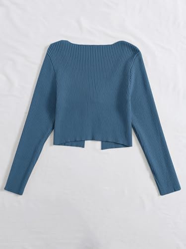 Image of Floerns Women's Tie Front Long Sleeve Rib Knit Shrug Sweaters Cardigan Crop Top