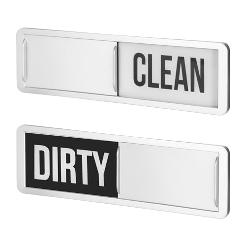 Dishwasher Magnet Clean Dirty Sign, Strong Magnet Clean Dirty for Kitchen Refrigerator, Easy to Read and Slide, Self-Adhesive Stickers for Non-Magnetic Dishwasher（Black White）