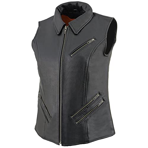 Image of Milwaukee Leather Premium Motorcycle Biker Rider Leather Vest for Women |LKL|ML|MLL|SH