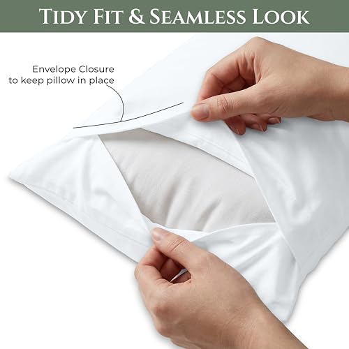 Image of Royale Linens 100% Cotton Pillow Cases Queen Size Set of 2 - Percale Pillowcase - White Pillow Cases Super Soft Cooling & Breathable Hotel Cotton Pillowcases, Fits Queen Pillows (20 inchx30 inch, White)