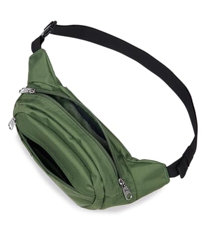 Image of JanSport Fifth Avenue Fanny Pack Crossbody Bags for Women, Men - Stylish, Durable Waist Bag with Adjustable Belt, Main Zippered Pocket, Quick Stash Pocket, Travel Essentials, Cargo Green
