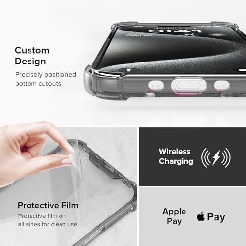 Image of ExpressBfor iPhone Air Case Cover | Anti-Scratch | Soft Shockproof Cushion Corners Camera Protection Back Cover | Hard Transparent Back Cover Case for iPhone Air - Clear with Black Sides