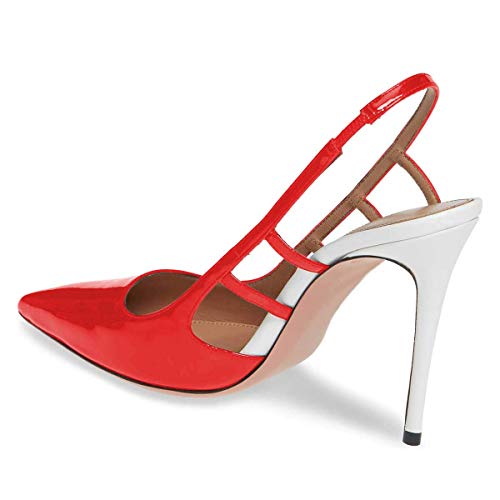 FSJ Women Pointy Toe Cutout Slip On Pumps Stilettos High Heel Slingback Gladiator Evening Office Lady Dress Shoes Size 4-15 US3