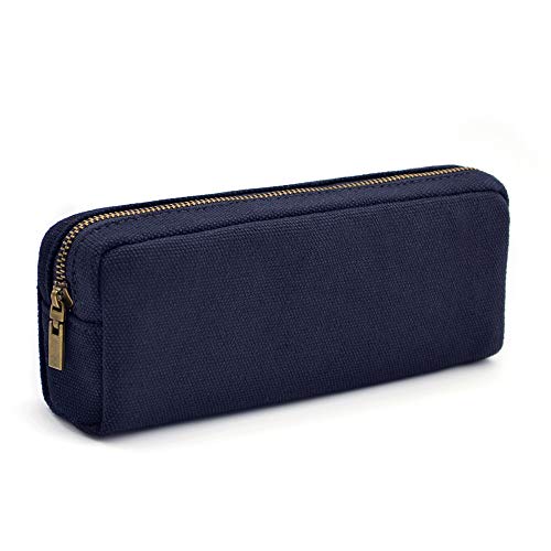 Image of Pencil Pen Case, Canvas Pencil Pouch Big Capacity Pen Bag with Zipper Durable Stationary Storage Bag for Adult Students Officers