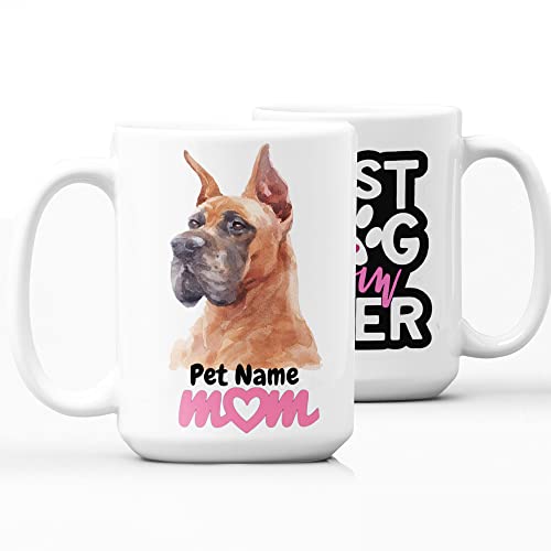 Dog Mom Custom Coffee Mug Personalized Coffee Mugs Dog Mom Mug Customized Mugs Dog Mom Gifts for Dog Lovers Best Dog Mom Ever Coffee Mugs Dog Gifts for Women for Special Occasion (Great Dane)