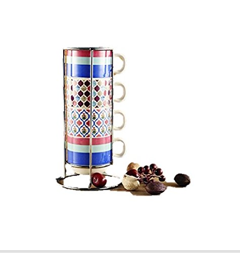 Image of Vibrance Set Of 4 Mugs With Stand