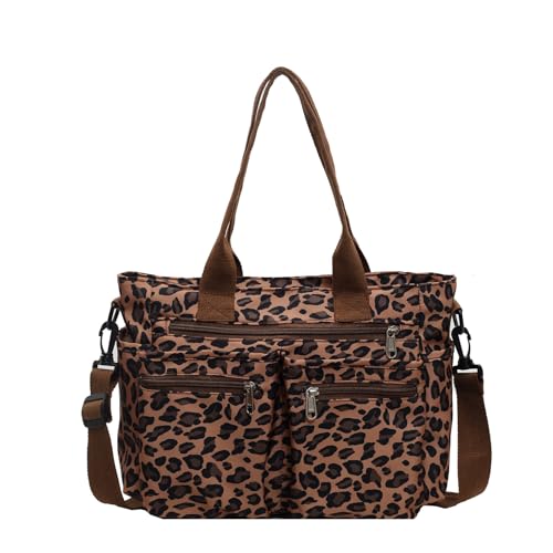 Leopard Print Canvas Tote Bag for Women