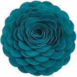Fennco Styles Eva's Flower Garden Decorative Filled Throw Pillow 13' Round - Teal Floral Accent Pillow for Home, Couch, Bed, Living Room, Holiday and Office Décor