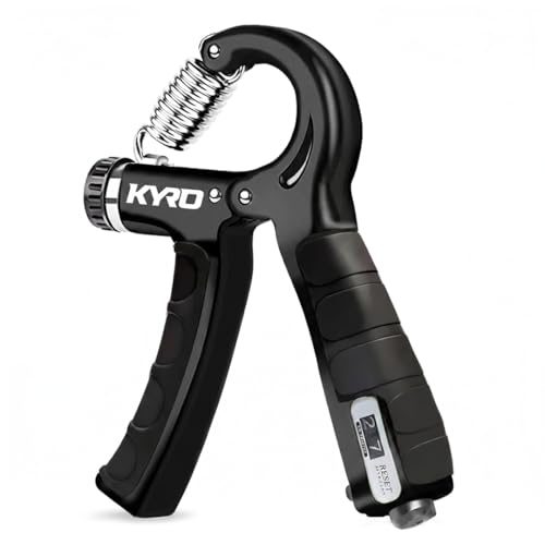 Kyro Hand Gripper with Counter | Adjustable 05–60 KG Grip Strengthener for Men & Women | Forearm, Wrist & Finger Exerciser | Hand Grip Strengthener for Home & Gym Training (Black, 1)