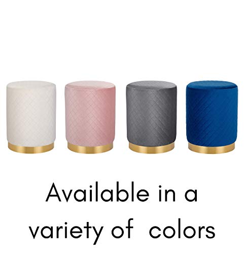 Birdrock Home Round Cream Velvet Ottoman Foot Stool With Lattice Design – Soft Compact Padded Stool – Gold Trim - Great For The Living Room Or Bedroom – Decorative Furniture – Foot Rest #TOP7