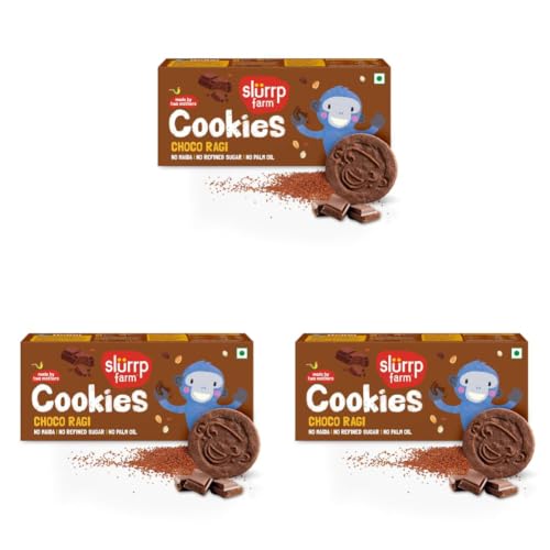 Image of Slurrp Farm No Maida No Refined Sugar Choco Ragi Cookies | Healthy Cookies Biscuit Made With Multigrains | 80g (Pack of 3)