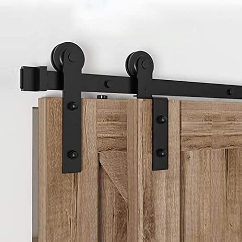 XSNEWLIFE 7.5FT/228 cm Sliding Barn Door Hardware Kit Sliding Door Kits Barn Door Hardware for Coincide Double Door Cover