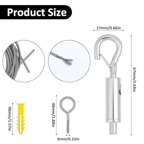 Image of Frame Wire for Hanging16.4 FT 5 /64 inch Heavy Mirror Frame Hangings Kit with Screws Heavy Duty Stainless Steel Rope for Lamps Billboards Basket Flowerpot Pictures Holds Up to 66lbs(30kg)