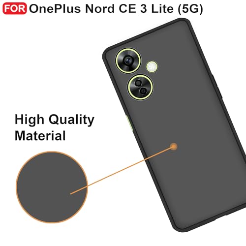 Image of CEDO Back Cover for OnePlus Nord CE 3 Lite (5G) | Camera Bump Protection & Inner Velvet Fabric Lining | Ultra Slim Matte Soft Rubberised Case Cover (Black)