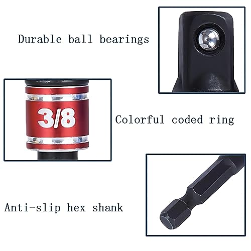 Image of Impact Grade Driver Sockets Adapter Extension Set Drill Bit 3Pcs 1 /4 3 /8 1 /2 inch Universal Socket Adapter Set and Right Angle Drill 105 Degree Right Angle Screwdriver Set Drill Hex Bit Socket Adapter