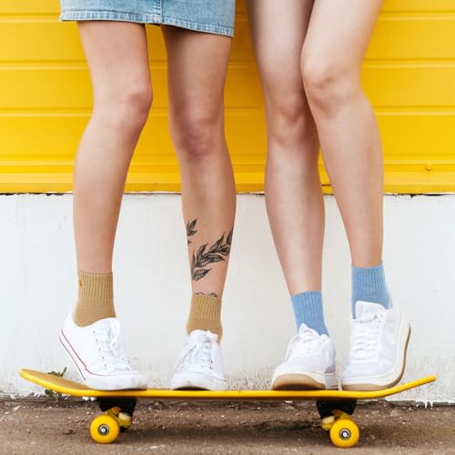 Image of Eurzom 10 Pairs Socks Womens Crew Elastic Ankle Length Cotton Socks Aesthetic Cute Lightweight Low Cut Gifts for Women