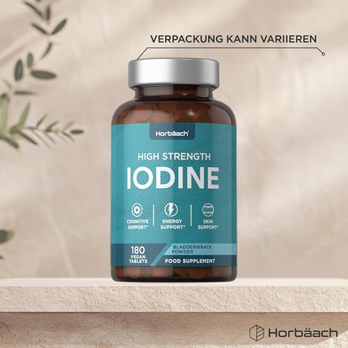 Jod Tabletten aus Kelp | 150µg | Hochdosiert | 180 Vegane Stück | Iodine Tablets | 150 mcg | Horbaach
