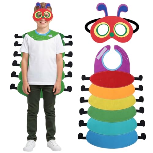 Aleshime Caterpillar Costume for Kids Toddlers World Book Day Costume Fancy Dress for Girls and Boys Age 3-12Y(Rainbow)