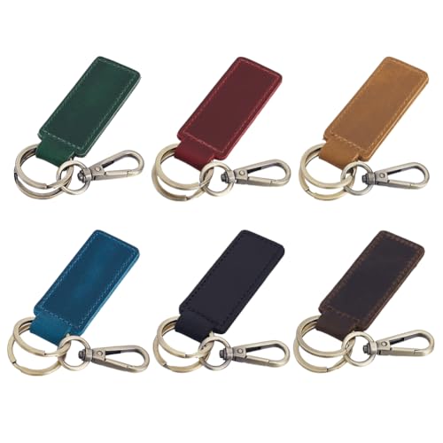 PH PandaHall Llavero de cuero genuino de 6 colores, llavero de cuero vacuno, llavero con inicial, llavero para hombres y mujeres, monedero, mochila, accesorio, regalo para el día del padre, marido