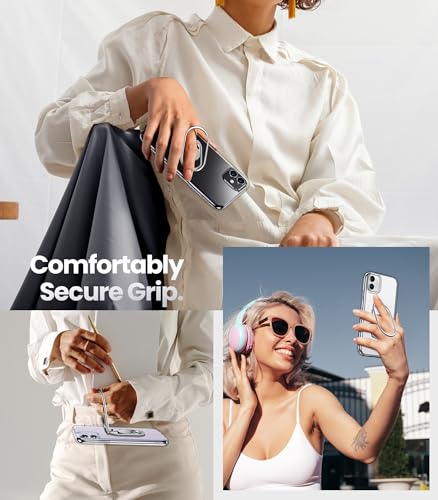Image of SHIELDS UP for iPhone 11 Back Cover Case with Stand, Phone Case Clear with Double Ring Holder [Adjustable & Foldable] Shockproof Protective Cover for iPhone 11 6.1 inch - Clear | Double Ring Holder, Adjustable & Foldable, Shockproof Protective Cover, 360 Rotation, Hands-Free Viewing