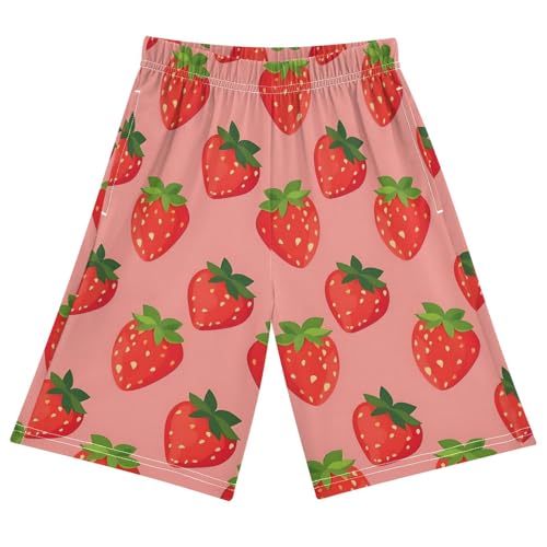 ALAZA Cute Fruit Strawberry Pajama Shorts Sleep Shorts Pant Lounge Pajama Bottoms Elastic Waist with Pockets